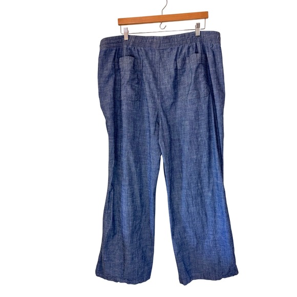 L.L. Bean Favorite Fit Drawstring Pants Size 18W Pull‎ On Cotton Chambray Casual - Picture 5 of 12